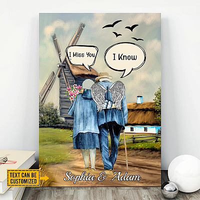 Personalized I Miss You I Know Husband In Heaven Wrapped Framed Canvas Print - Husband Memorial Poster