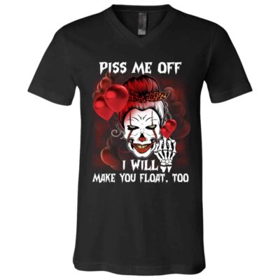 float, Black, V-Neck T-Shirt