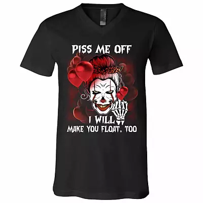 float, Black, V-Neck T-Shirt