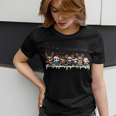 Alternative view of Chibi Horror Movie Characters T-Shirt - Christmas Hoodie - Sweatshirt - Long Sleeve Shirt