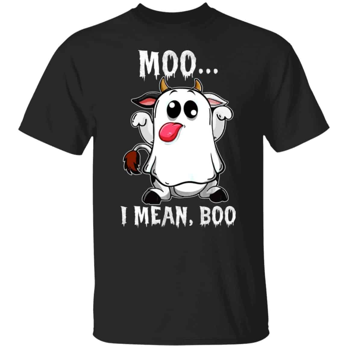 Moo I Mean Boo Funny Cow Shirt, Black, Unisex T-Shirt