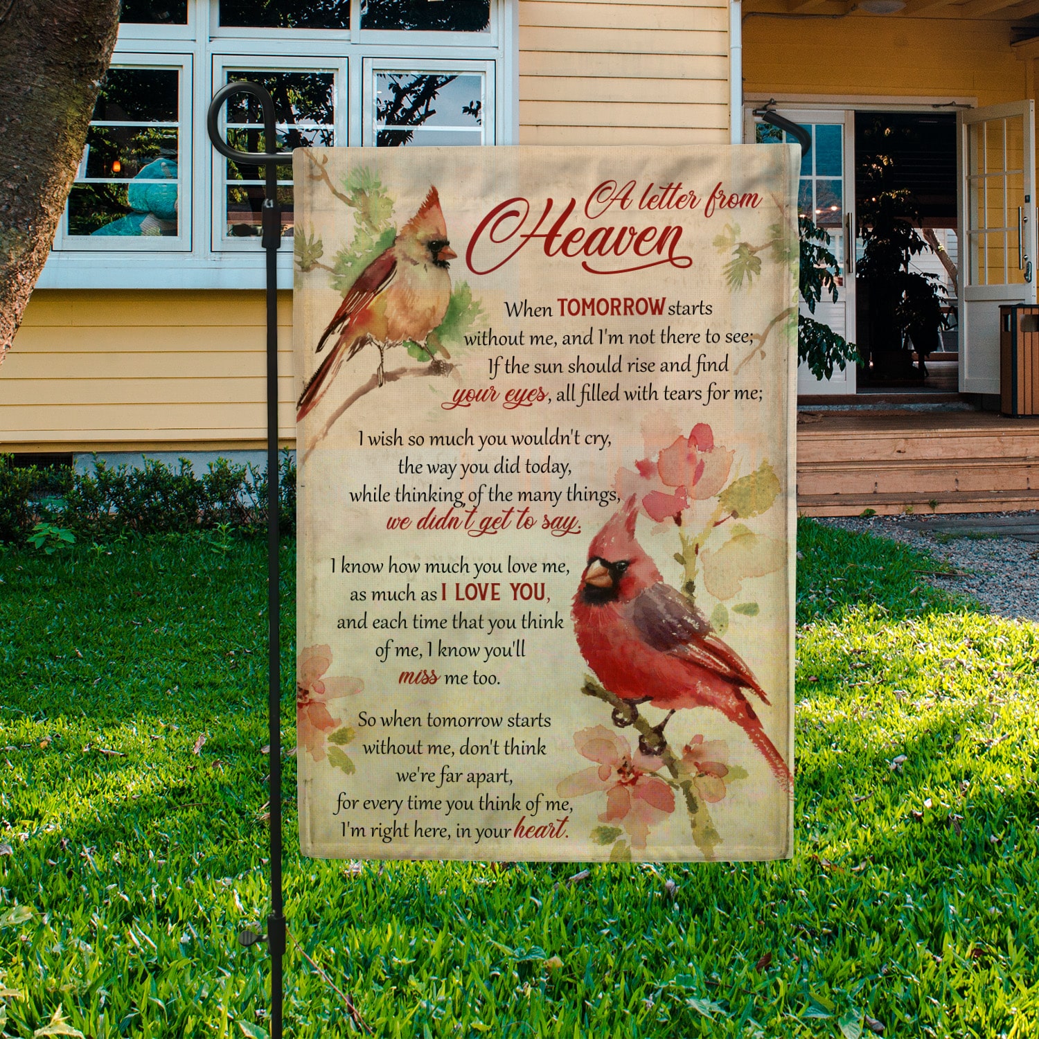6KNG. Letter heaven(7) 30x40 Garden Flag Mockup 3
