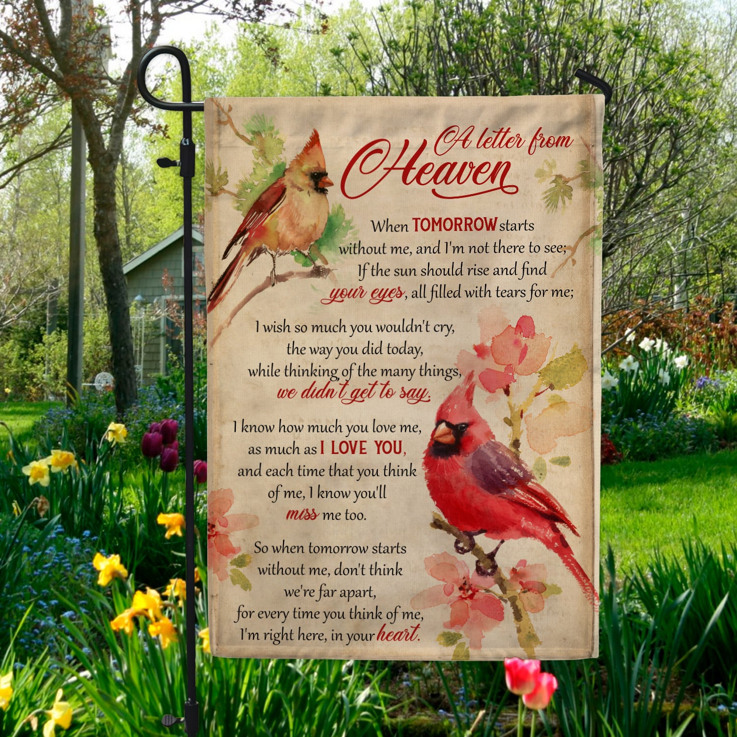 6KNG. Letter heaven(7) 30x40 Garden Flag Mockup 5