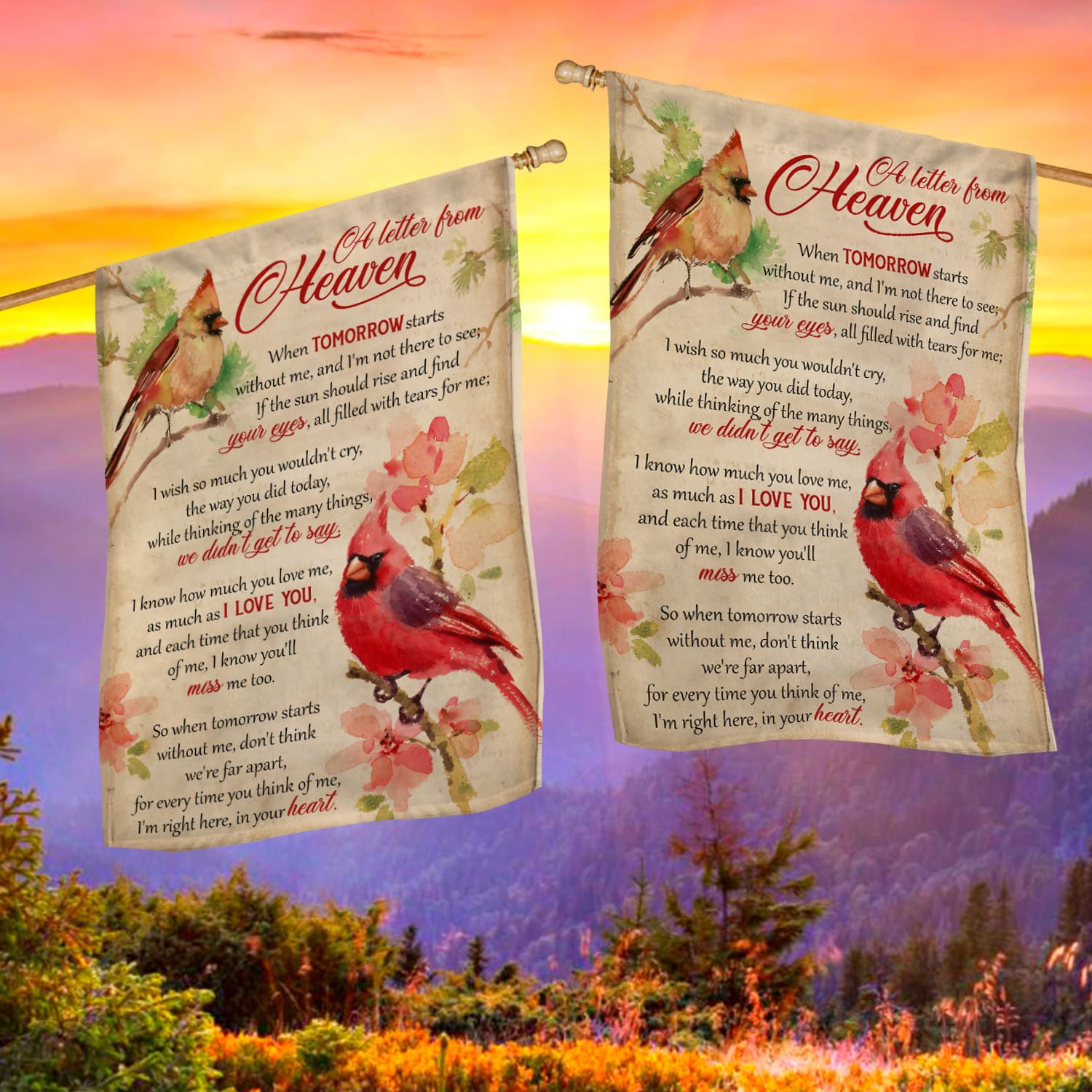 6KNG. Letter heaven(7) 30x40 House Flag Mockup 2 Side