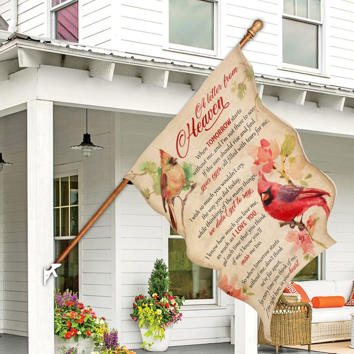 6KNG. Letter heaven(7) 30x40 House Flag Mockup 7