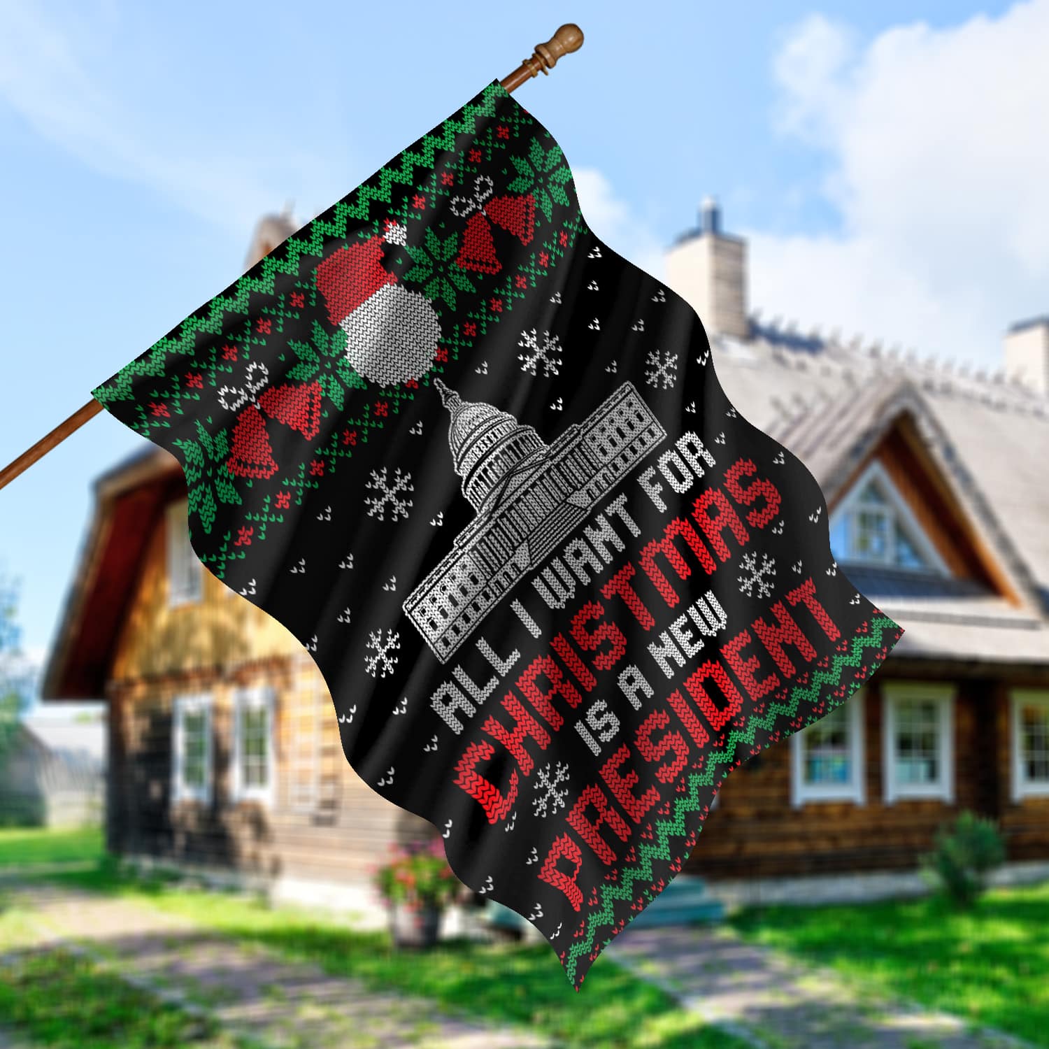 Size 30x40 House Flag Mockup 5