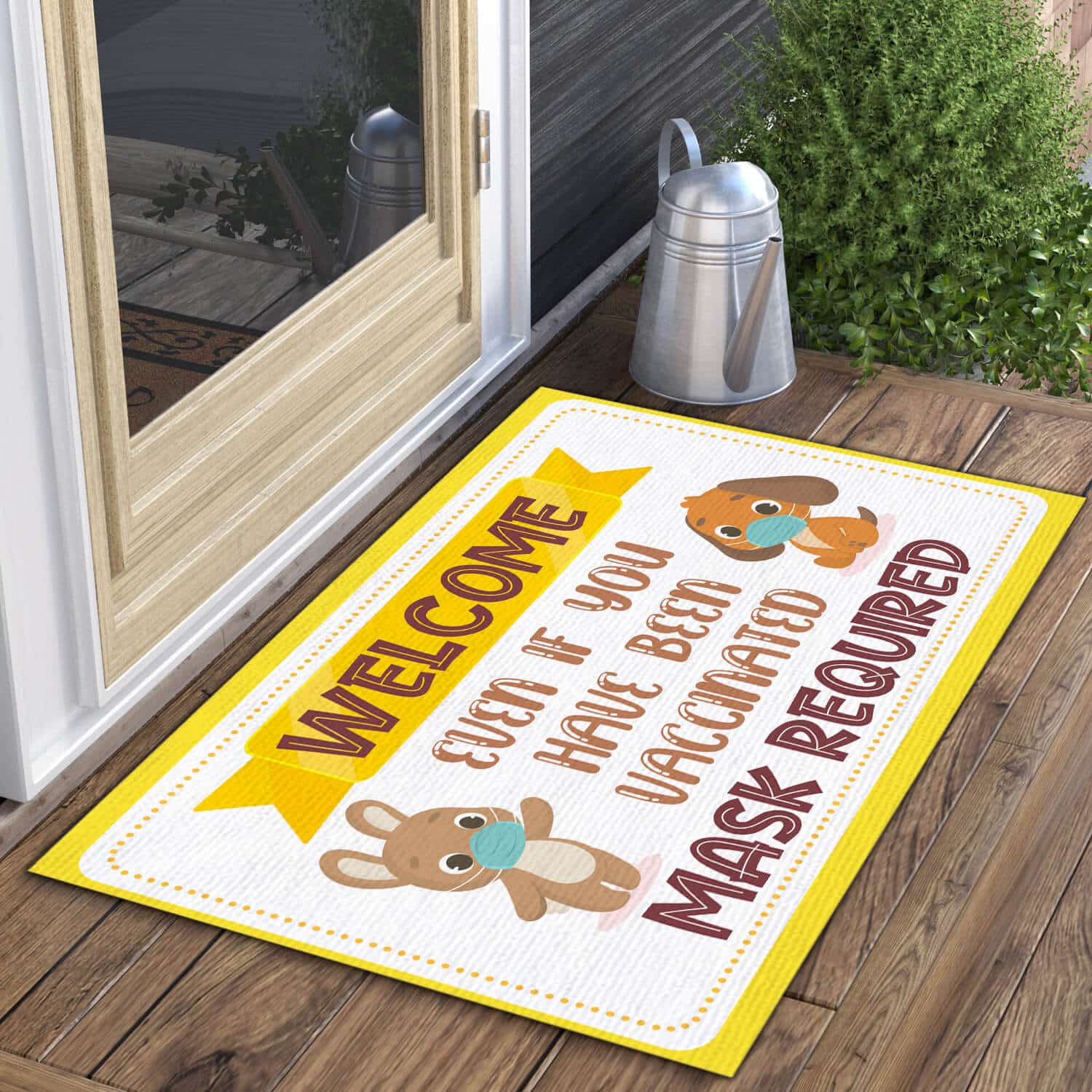 4TM. Welcome Mask Requirred Doormat mockup 3