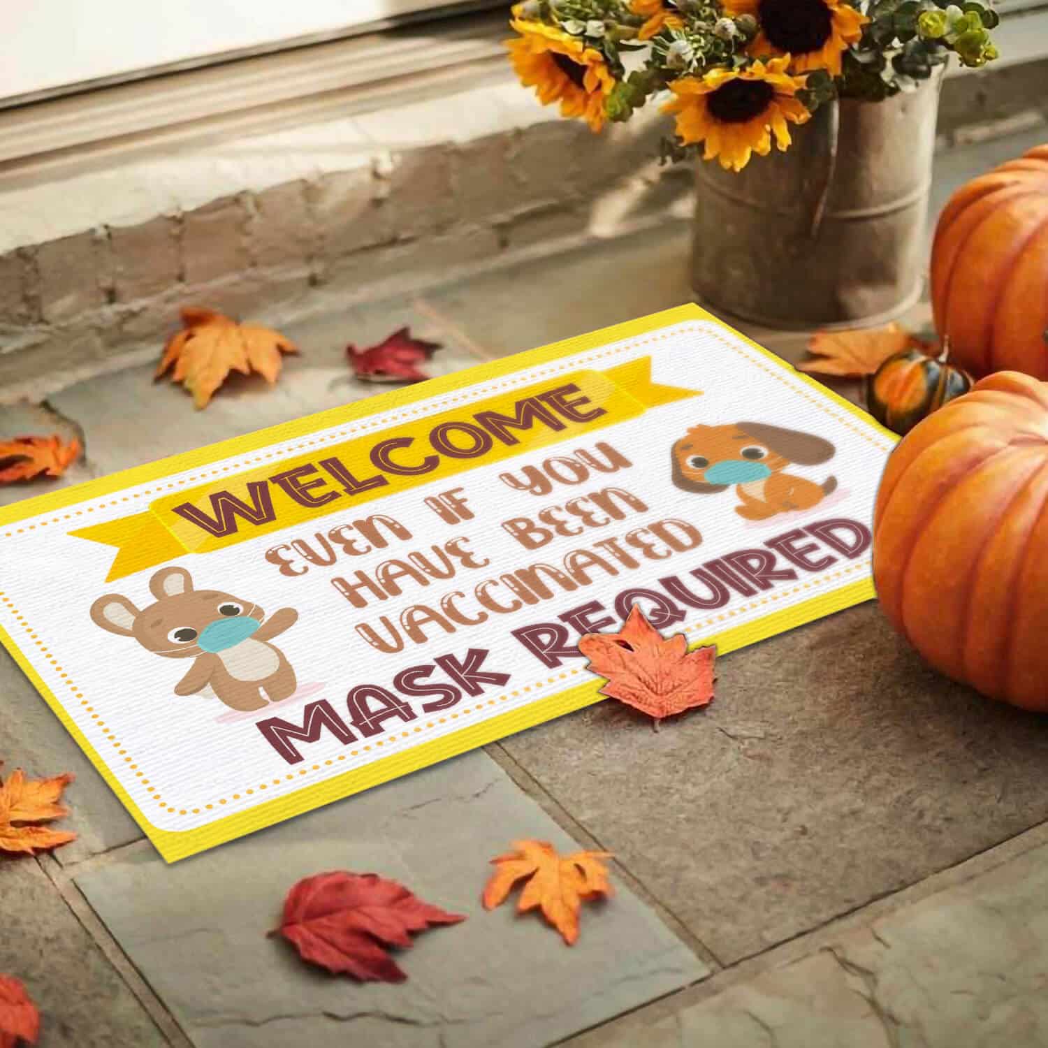 4TM. Welcome Mask Requirred Doormat mockup 9