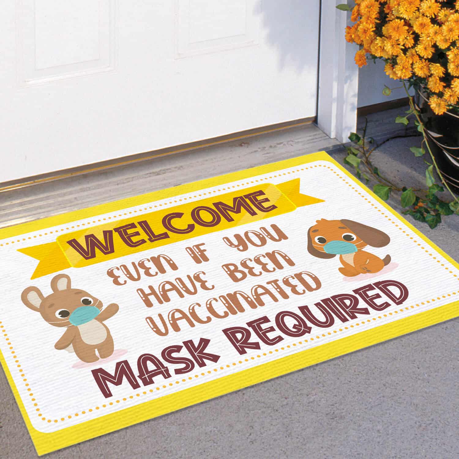 4TM. Welcome Mask Requirred Doormat mockup 11