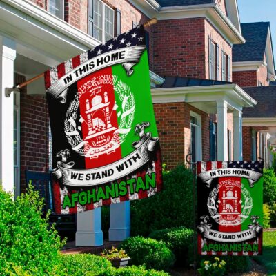 Alternative view of In This Home We Stand with Afghanistan Garden Flag - House Flag - Pray for Afghanistan Flag