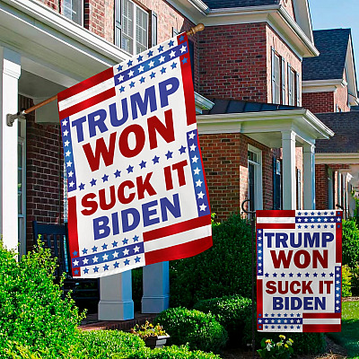 Alternative view of Trump Won Suck It Biden Funny Decorative Garden Flag - Pro Trump Anti Biden House Flag - Trump Supporter Wall Flag