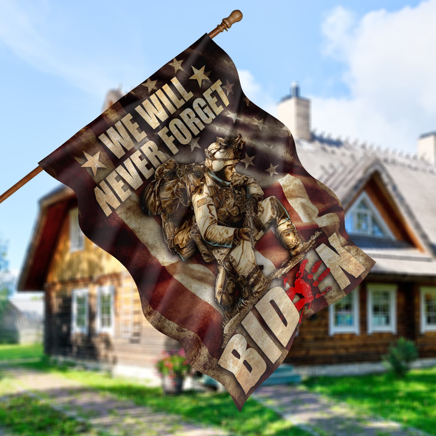 7NH. Uu tien. Never Forget Biden House Flag Mockup 5