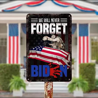 Impeach Joe Biden Blood On His Hands Afghanistan Sign - Biden Blood Handprint Decorative Metal Sign