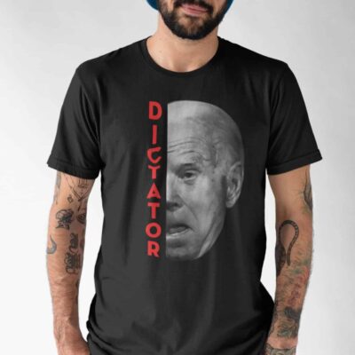 Alternative view of Funny Biden Dictator T-Shirt - Joe Biden Not My Dictator Not My President Dark V-Neck Tee