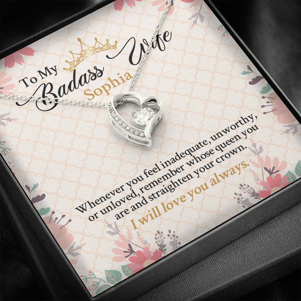 Personalized Name To My Badass Wife Whenever You Feel Inadequate Unworthy Or Unloved Forever Love Pendant Necklace