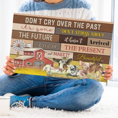 Alternative view of Don't Cry Over The Past Live In The Present Motivation Canvas - Home Decor Wall Art