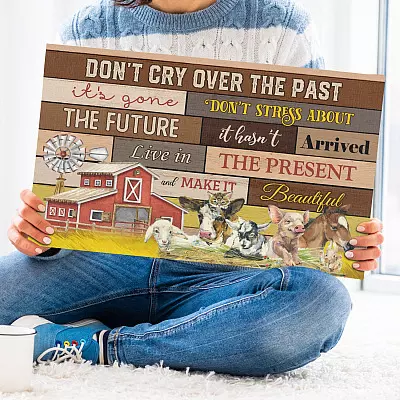 Alternative view of Don't Cry Over The Past Live In The Present Motivation Canvas - Home Decor Wall Art