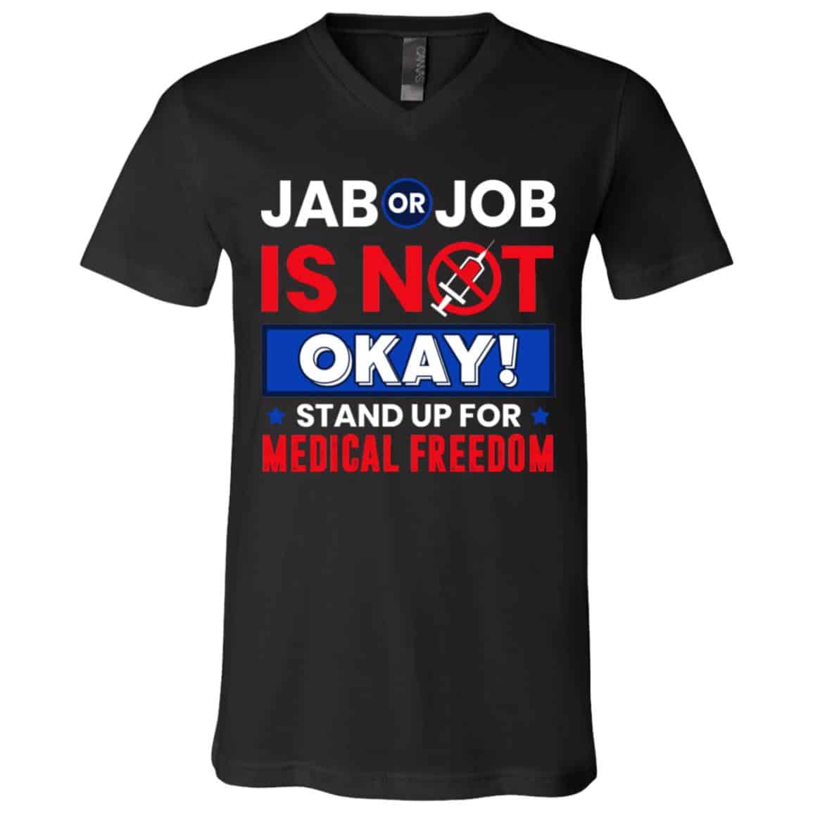 jab, Black, V-Neck T-Shirt