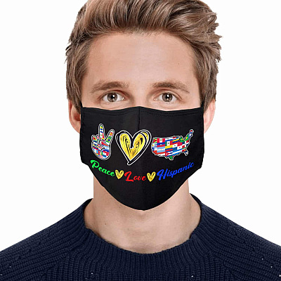 Alternative view of Peace Love Hispanic Washable Reusable Custom Printed Cloth Face Mask Cover