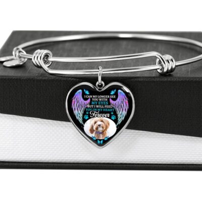 Personalized Photo I Can No Longer See You With My Eyes But I Will Feel You In My Heart Forever Hearts Pendant Necklace - Pet Loss Gift