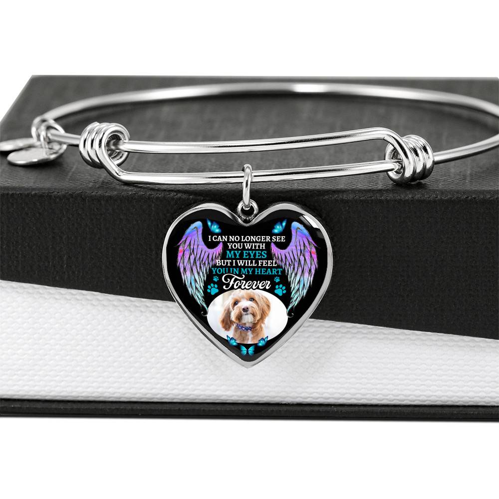 Personalized Photo I Can No Longer See You With My Eyes But I Will Feel You In My Heart Forever Hearts Pendant Necklace - Pet Loss Gift