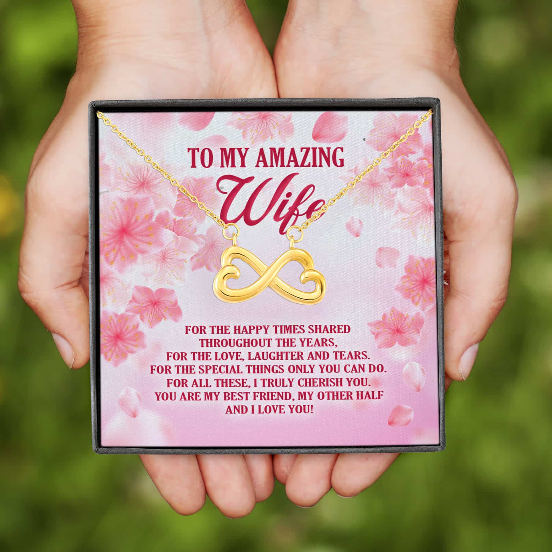 4VT. To My Amazing Wife For The Happy Times Infinity Heart Necklace (Gold)