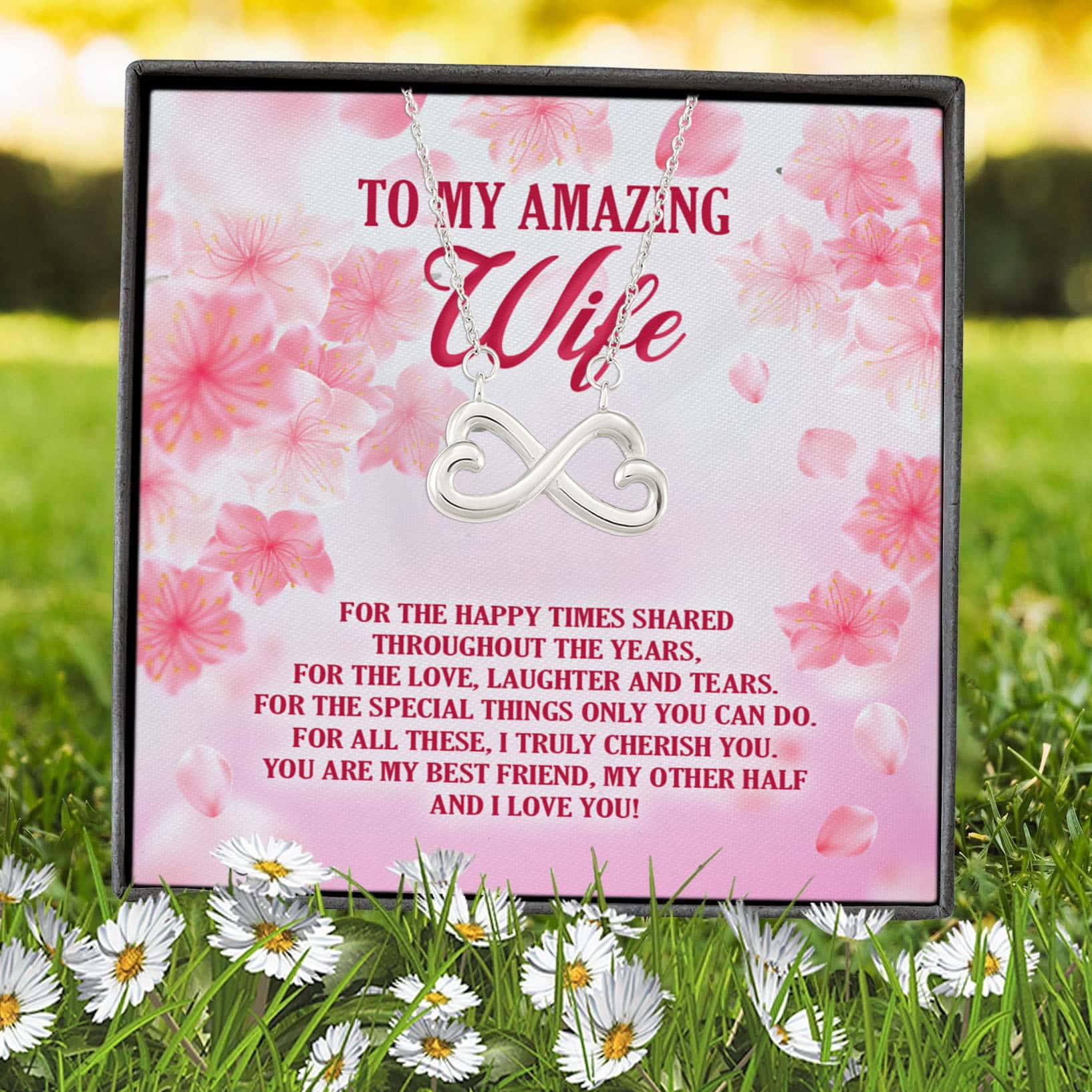 4VT. To My Amazing Wife For The Happy Times Infinity Heart Necklace (Silver) 7