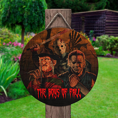 Alternative view of The Boys Of The Fall Circle Wooden Door Sign - Front Porch Sign Indoor Outdoor Decor Farmhouse - Horror Door Hanger