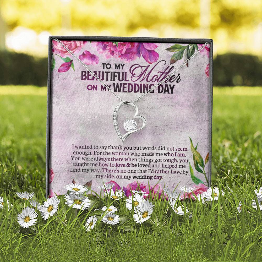To My Beautiful Mother On My Wedding Day Interlocking Hearts Pendant Necklace - Mother Of The Bride Gifts From Daughter To My Beautiful Mother On My Wedding Day Interlocking Hearts Pendant Necklace - Mother Of The Bride Gifts From Daughter