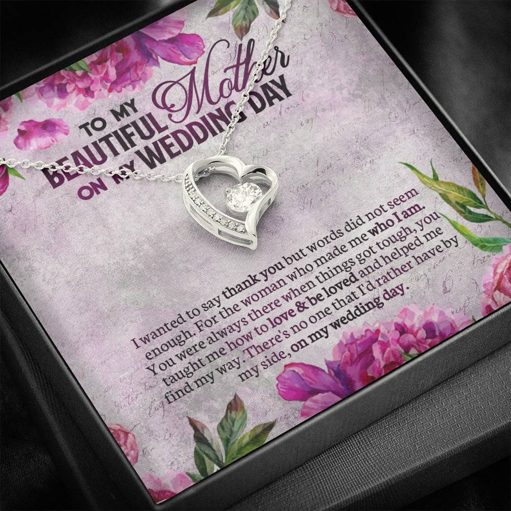 To My Beautiful Mother On My Wedding Day Interlocking Hearts Pendant Necklace - Mother Of The Bride Gifts From Daughter To My Beautiful Mother On My Wedding Day Interlocking Hearts Pendant Necklace - Mother Of The Bride Gifts From Daughter