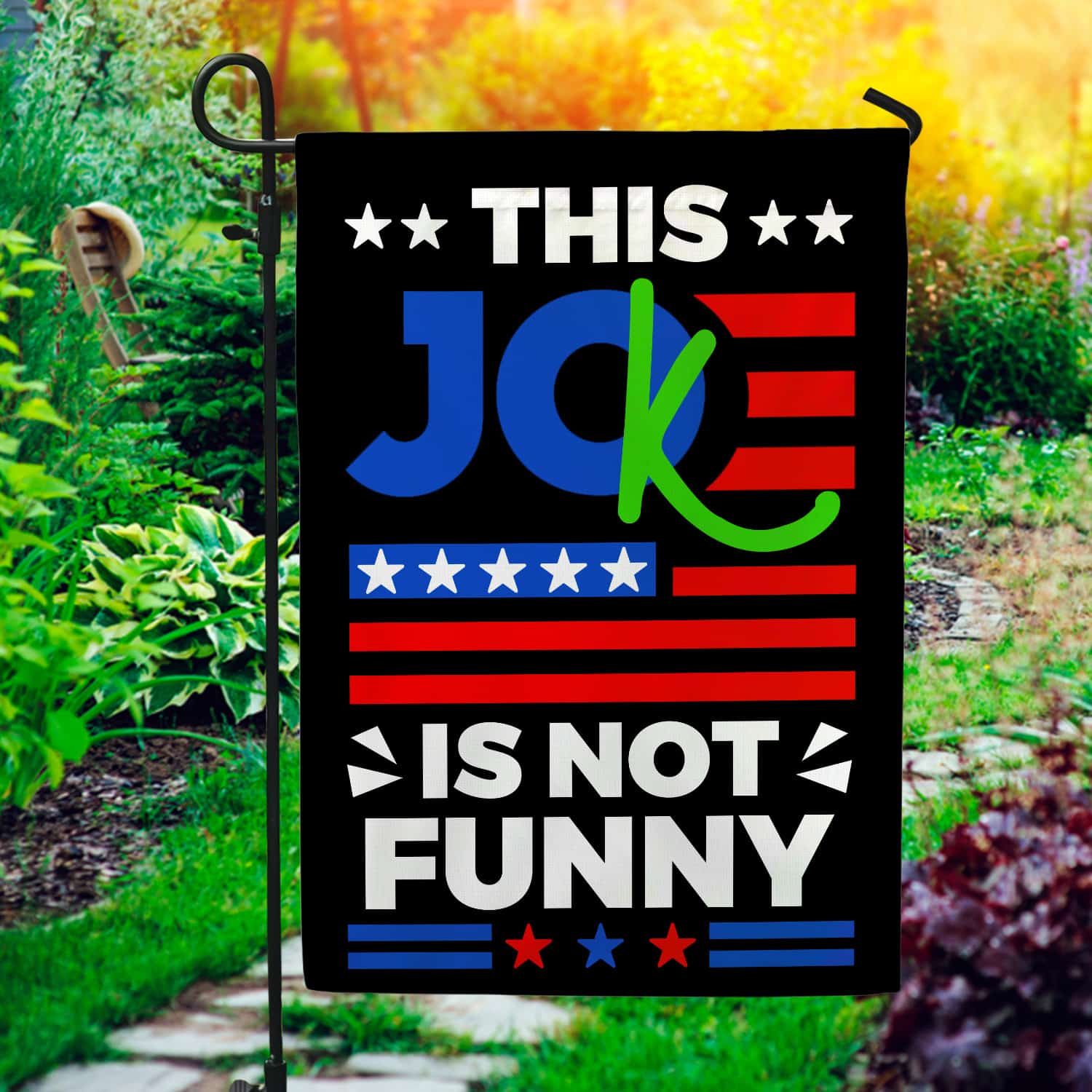 6KNG. Not funny_30x40 Garden Flag Mockup 1