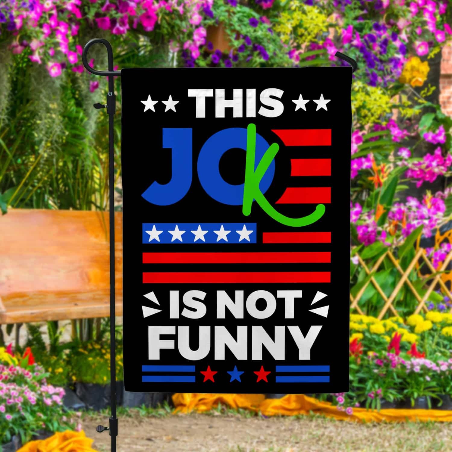 6KNG. Not funny_30x40 Garden Flag Mockup 4
