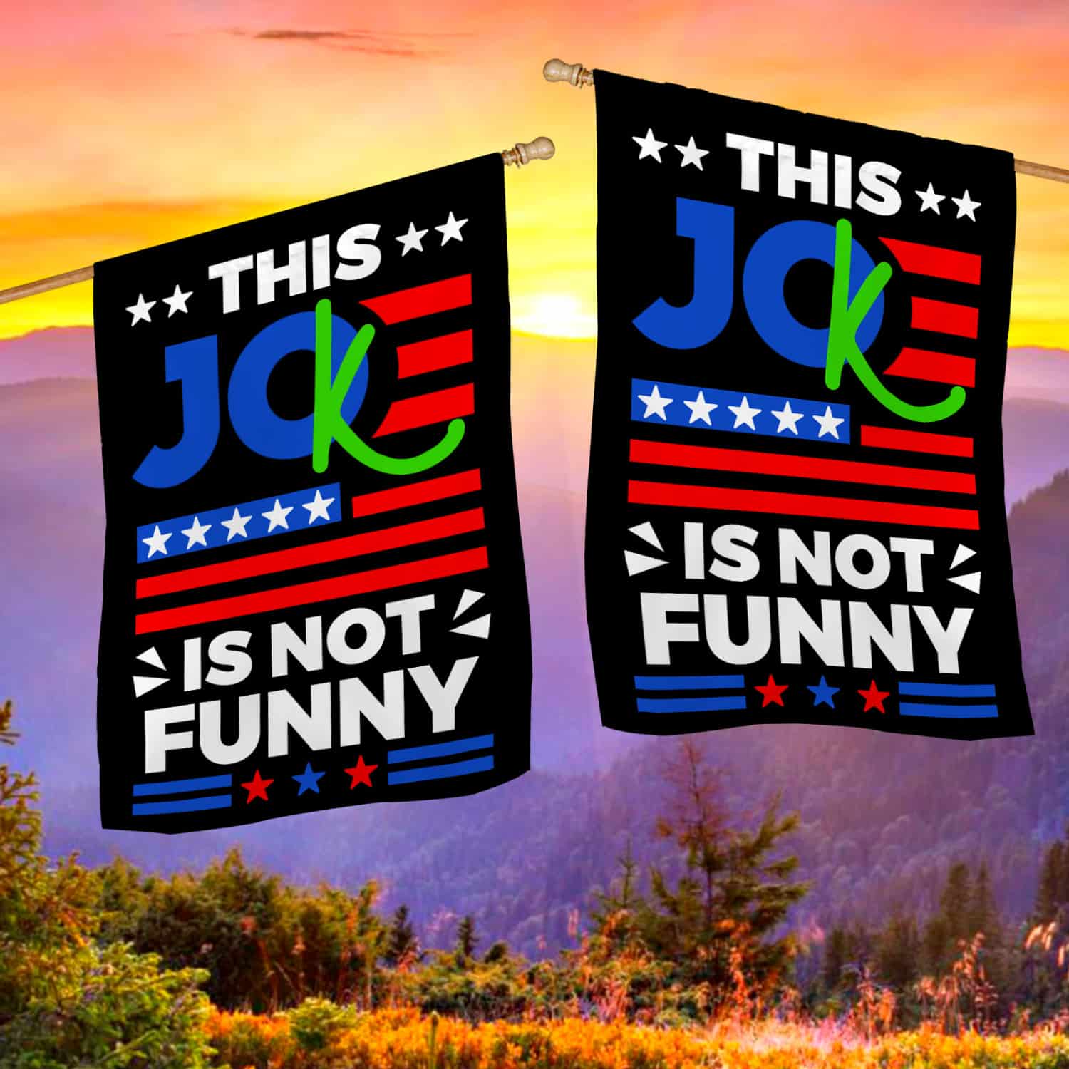 6KNG. Not funny_30x40 House Flag Mockup 2 Side