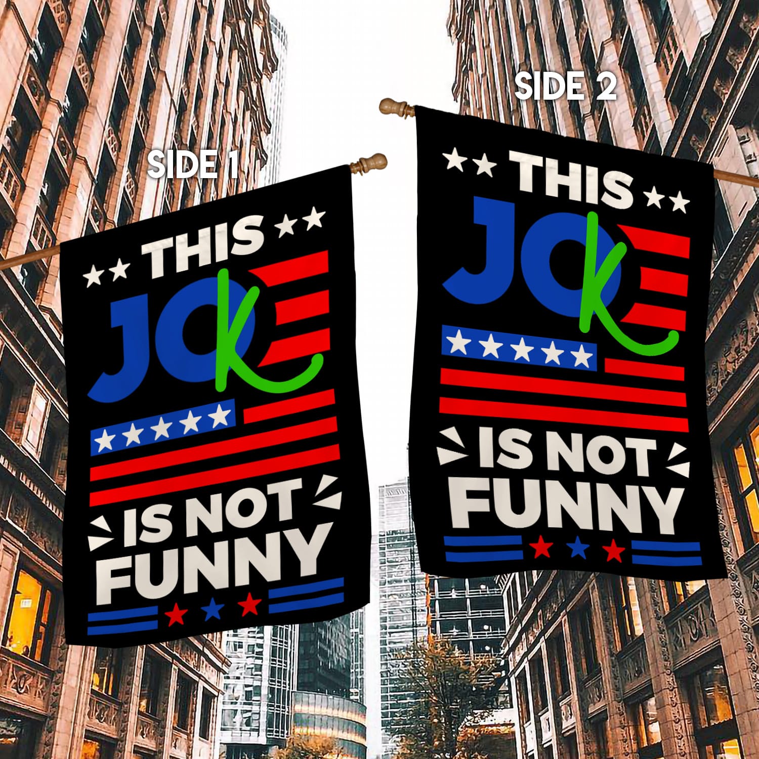 6KNG. Not funny_30x40 House Flag Mockup 2 Side-1