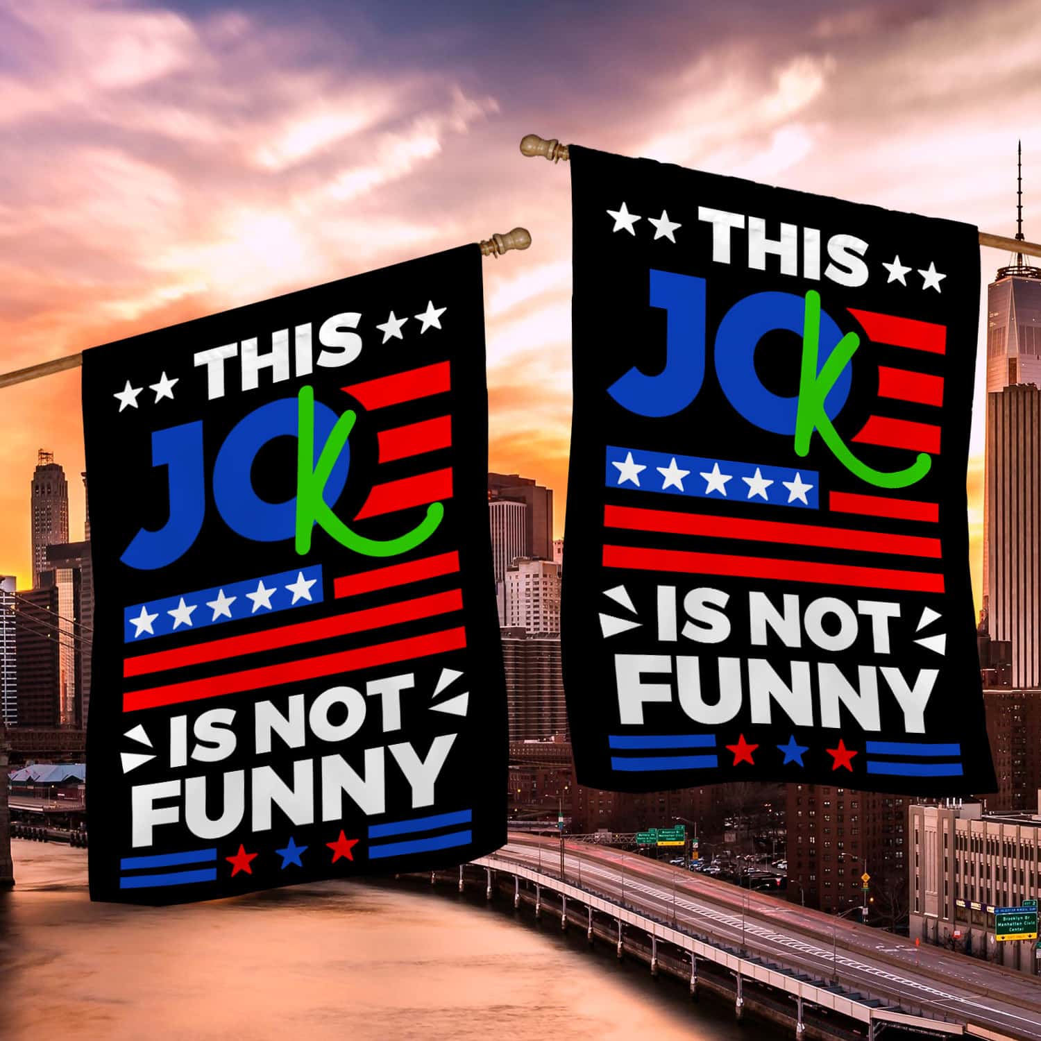 6KNG. Not funny_30x40 House Flag Mockup 2 Side-2