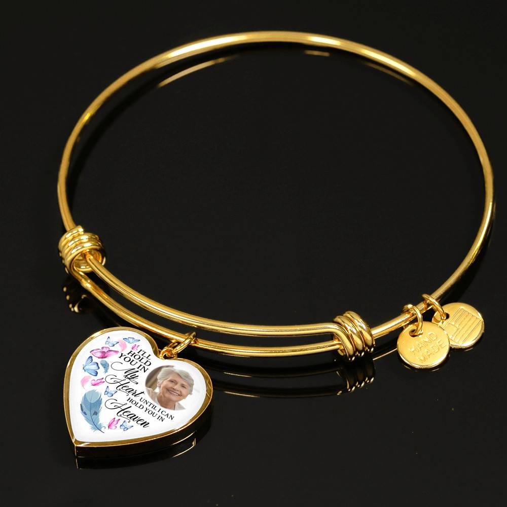 Custom Photo Memorial Butterfly Heart Necklace - I'll Hold You in My Heart Personalized Photo Engraving Memorial Heart Necklace
