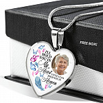 Custom Photo Memorial Butterfly Heart Necklace - I'll Hold You in My Heart Personalized Photo Engraving Memorial Heart Necklace