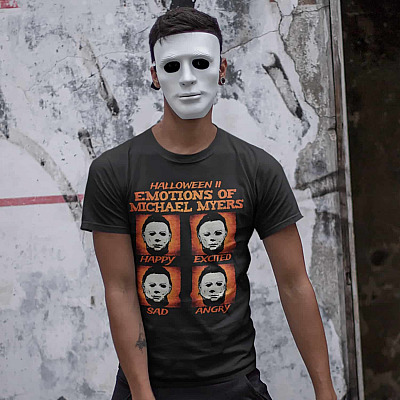 Alternative view of Halloween Emotions Of Michael Myers T-shirt - V-neck - Funny Horror Movie Shirt