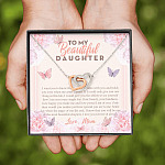 To My Beautiful Daughter My Hearts Walks With You Interlocking Hearts Pendant Necklace - Mom Daughter Gifts