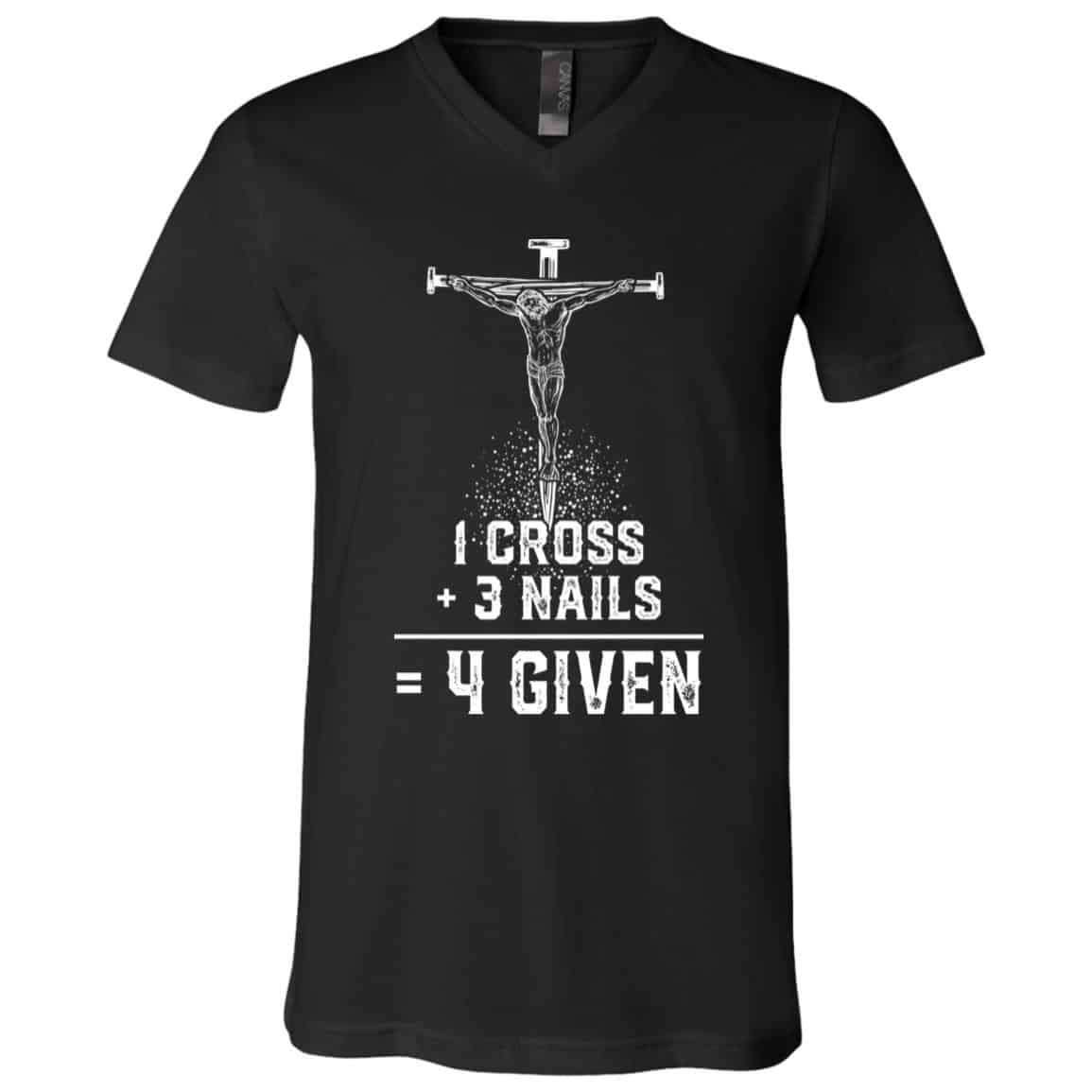 cross, Black, V-Neck T-Shirt