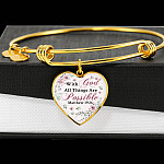With God All Things Are Possible Mathew 19 26 Christian Heart Pendant Necklace for Women