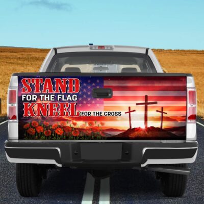 Stand For The Flag Kneel For The Cross Truck Tailgate Decal Sticker Wrap - Vinyl Graphic Decal Bumper Sticker