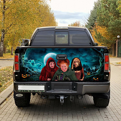 Hocus Pocus Three Witch Halloween Truck Tailgate Decal Sticker Wrap – Vinyl Graphic Decal Bumper Sticker