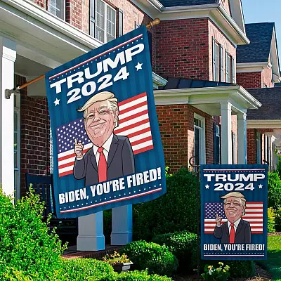 Alternative view of Trump 2024 Biden You're Fired Flag - Pro Trump Anti Biden Garden Flag - House Flag - Wall Flag