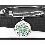 With God All Things Are Possible Flower Cross Circle Pendant Necklace