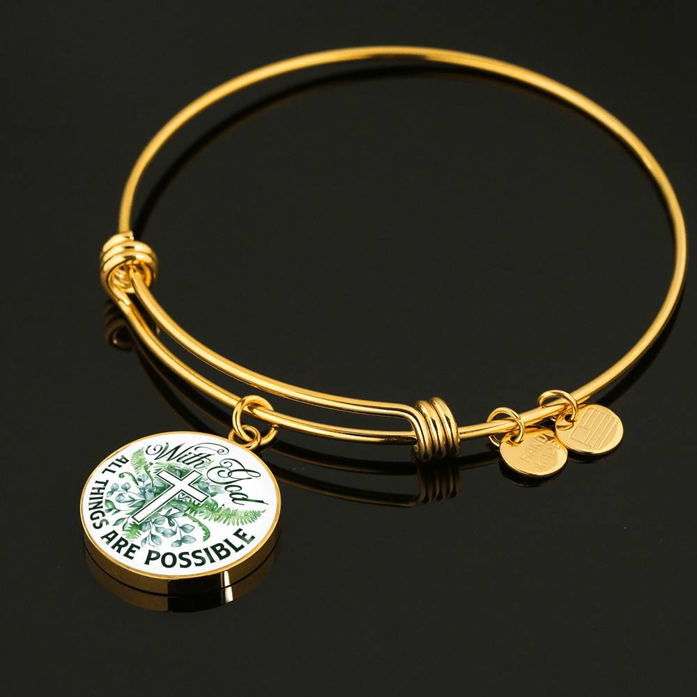 With God All Things Are Possible Flower Cross Circle Pendant Necklace