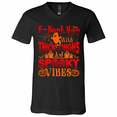 mom, Black, V-Neck T-Shirt