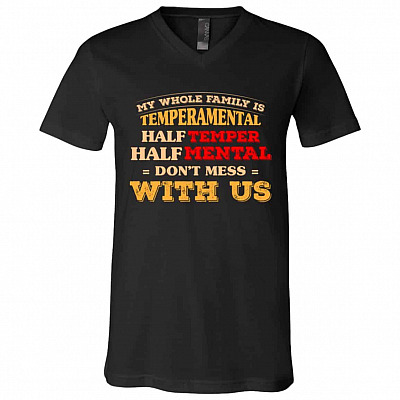 My Whole Family Tshirt, Black, V-Neck T-Shirt