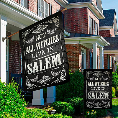 Alternative view of Not Every Witch Lives in Salem Decorative Garden Flag - Indoor Outdoor Flag - House Flag
