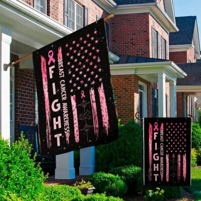 Alternative view of Fight Breast Cancer Awareness Outdoor Garden Flag - House Flag - Wall Flag - Breast Cancer Awareness Flag